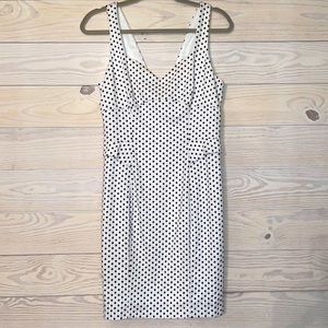 NWOT Guess poplin white dress w black polka dots